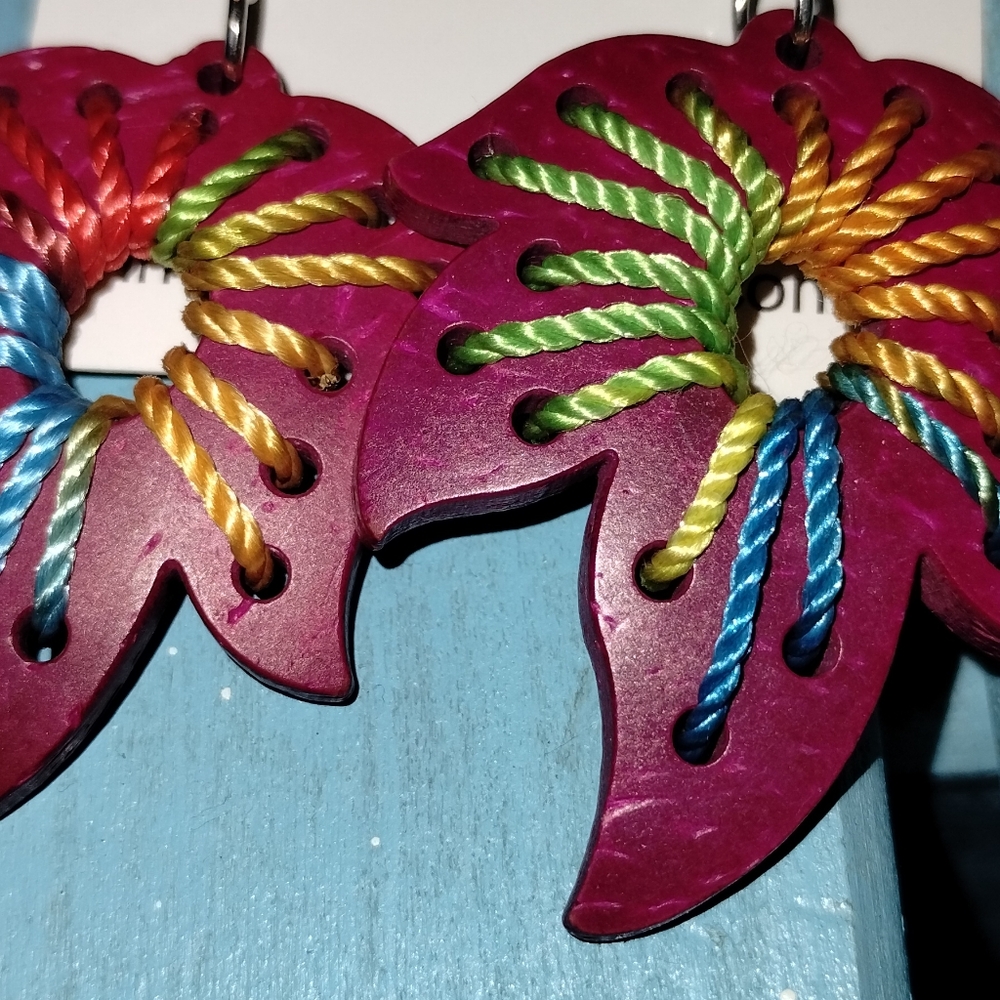 Red wood earrings
